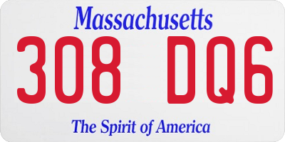 MA license plate 308DQ6