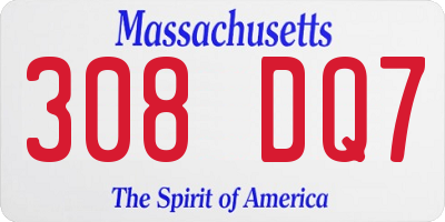 MA license plate 308DQ7