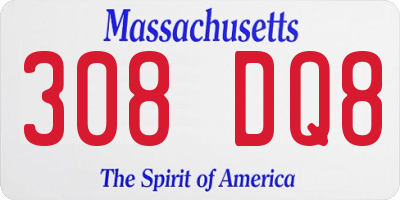 MA license plate 308DQ8
