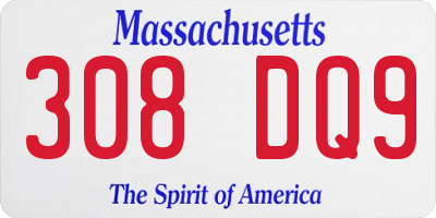 MA license plate 308DQ9