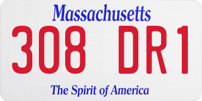 MA license plate 308DR1