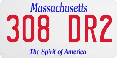 MA license plate 308DR2