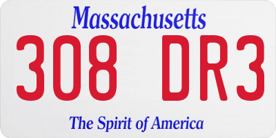 MA license plate 308DR3