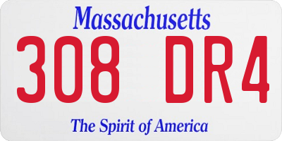 MA license plate 308DR4