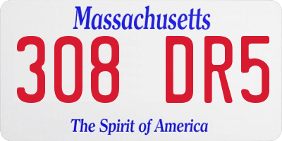 MA license plate 308DR5