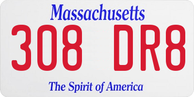 MA license plate 308DR8