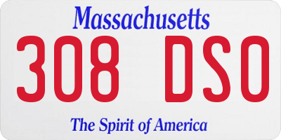 MA license plate 308DS0