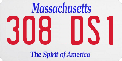 MA license plate 308DS1
