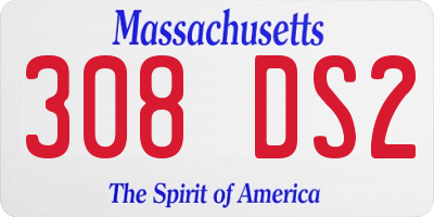MA license plate 308DS2