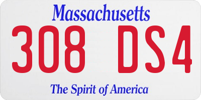 MA license plate 308DS4