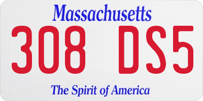 MA license plate 308DS5