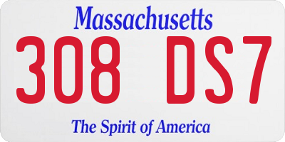MA license plate 308DS7