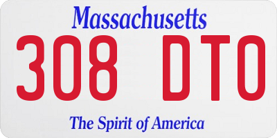 MA license plate 308DT0