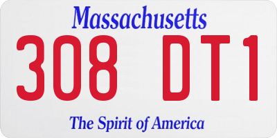 MA license plate 308DT1