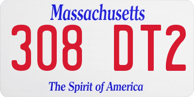 MA license plate 308DT2