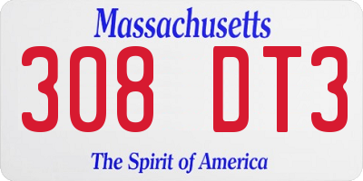 MA license plate 308DT3