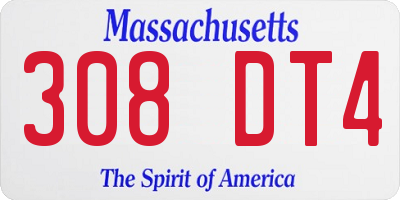 MA license plate 308DT4
