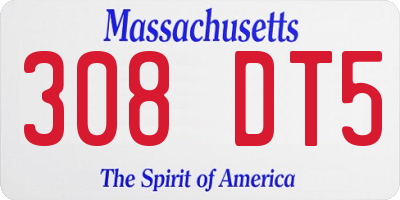 MA license plate 308DT5