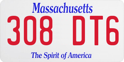 MA license plate 308DT6