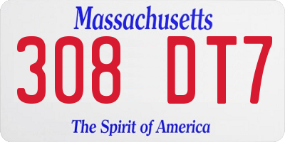 MA license plate 308DT7