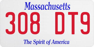 MA license plate 308DT9