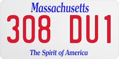 MA license plate 308DU1