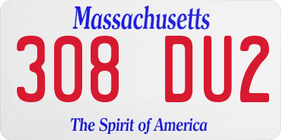 MA license plate 308DU2
