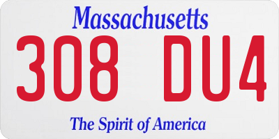 MA license plate 308DU4