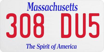 MA license plate 308DU5