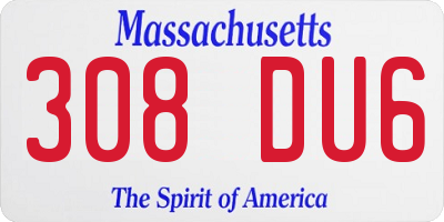 MA license plate 308DU6