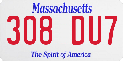 MA license plate 308DU7
