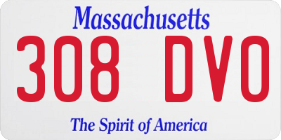 MA license plate 308DV0