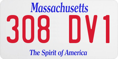 MA license plate 308DV1