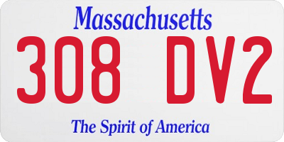 MA license plate 308DV2