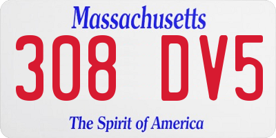 MA license plate 308DV5