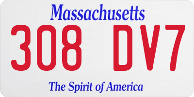 MA license plate 308DV7