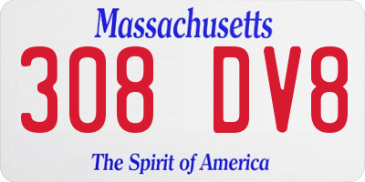 MA license plate 308DV8