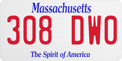 MA license plate 308DW0