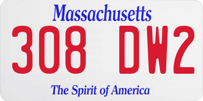 MA license plate 308DW2