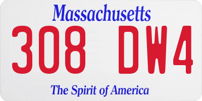 MA license plate 308DW4
