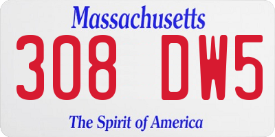 MA license plate 308DW5