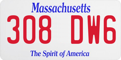 MA license plate 308DW6