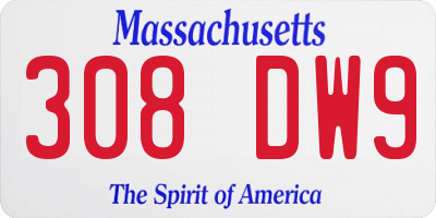 MA license plate 308DW9
