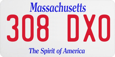 MA license plate 308DX0