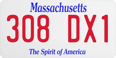 MA license plate 308DX1