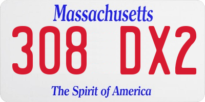 MA license plate 308DX2