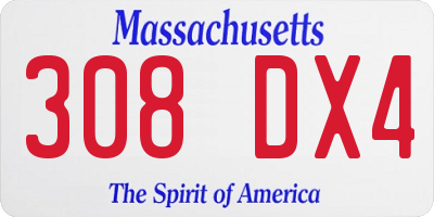 MA license plate 308DX4