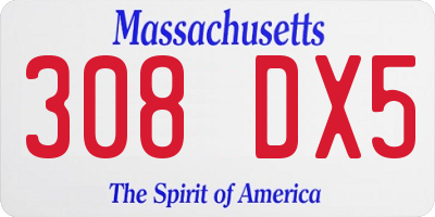MA license plate 308DX5