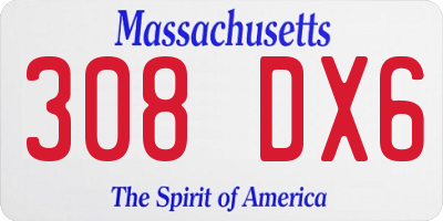MA license plate 308DX6