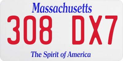 MA license plate 308DX7